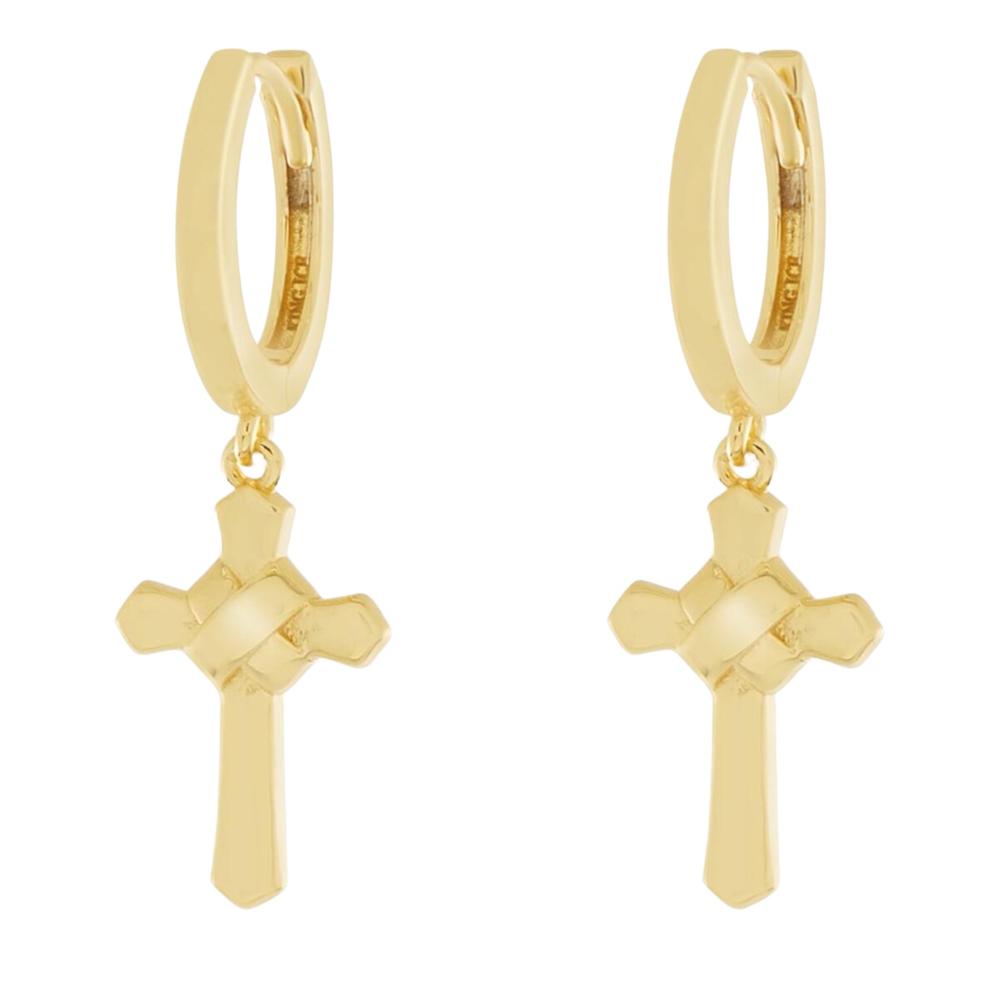 KING ICE: Wrapped Cross Earrings